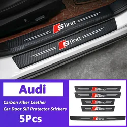 1/4/5Pcs Leather Car Door Sill Plate Paint Protectors Stickers For Audi Sline A1 A3 A4 A6 B8 B7 C7 A5 A7 A8 B9 B6 C6 Q2 Q3 Q5 Q7