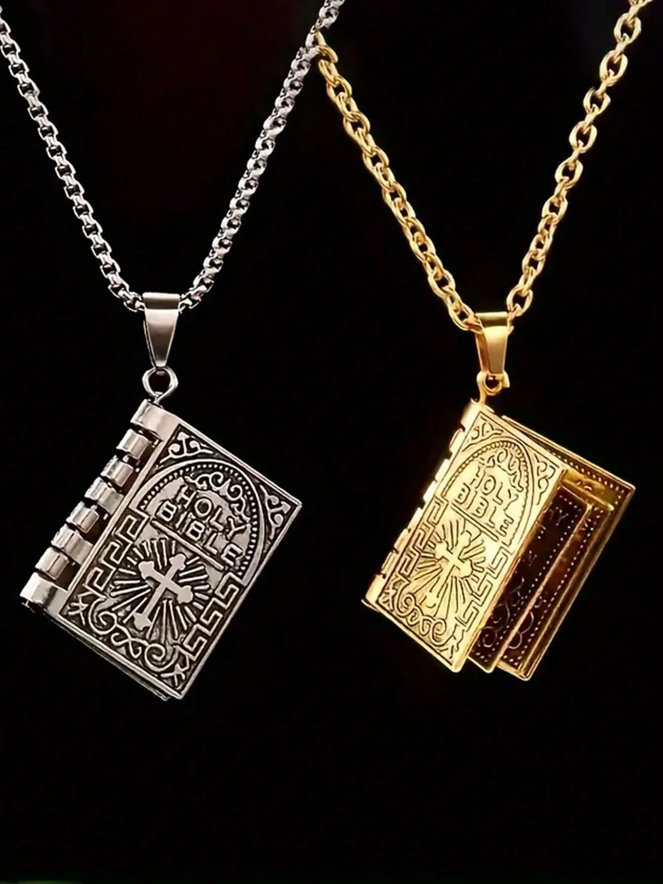 1pc Fashion polished alloy Bible book design pendant necklace for men and women