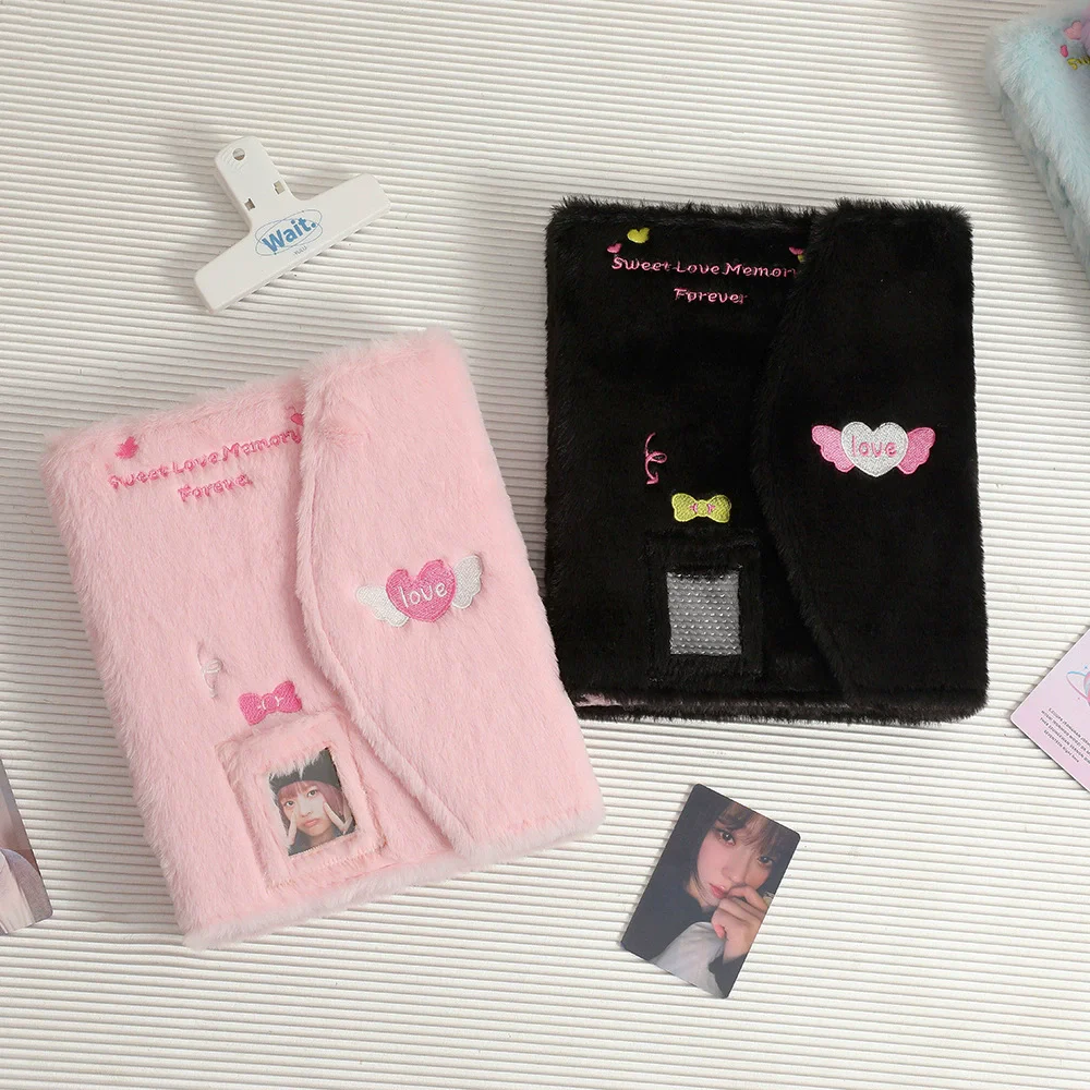 Plush Album INS Embroidery Polaroid Small Card Storage Album Album Card Collection Card Album 4-Grid Card Position Album Girl