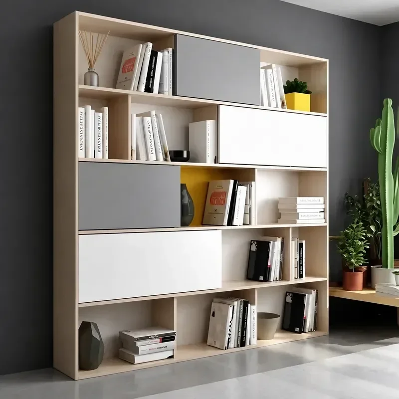 Nordic Paint Bookcase Creative Art Bookshelf Modern Simple Shelf Decorative Cabinet Display Showcase