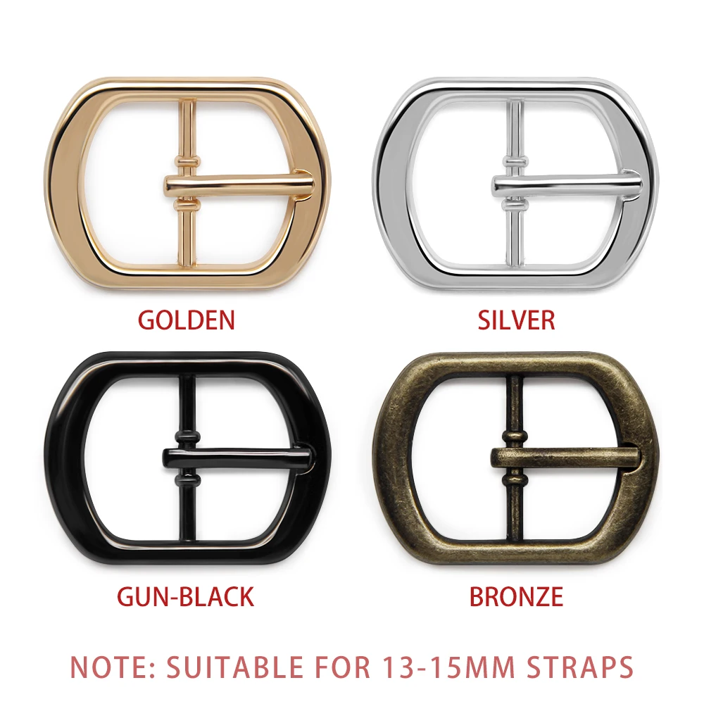 New 10pcs 15mm High Quality Oval Silver Gold Bronze Metal Pin Buckles For Shoes Belt Bag Strap Garment Accessories Handmade DIY