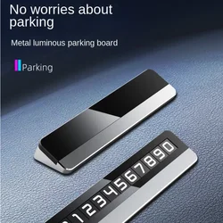 Car Styling Sticker Temporary Parking Card Metal Phone Number Plate Luminous Temporary Parking Sign Moving Car Number Plate