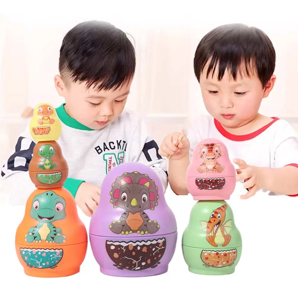 6層恐竜ロシアの入れ子人形動物柄手作りスタッキング入れ子人形8層漫画スタッキングカップゲーム