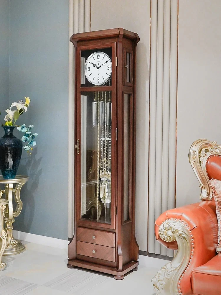 Simplethe Grandfather Clock Living Room Chinese Retro European Style Villa Large Pendulum Clock Vertical American Standing Clock