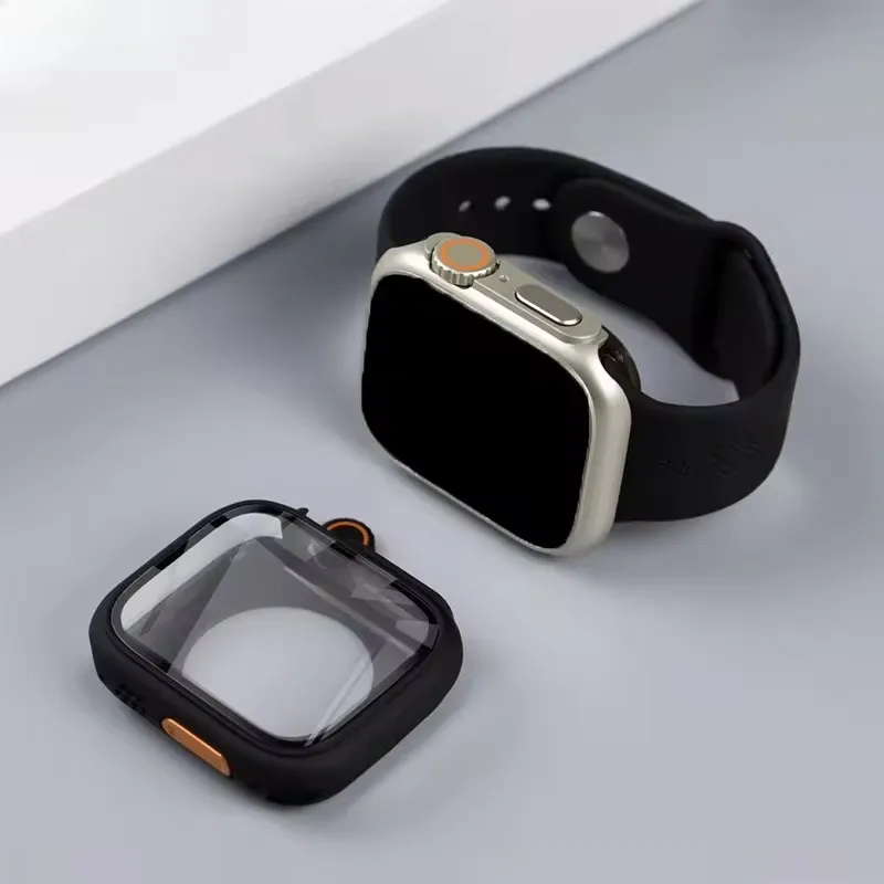 Capa para apple watch 44mm 45mm 41mm 40mm protetor de tela 1:1 atualização para ultra 49mm capa dura para pc iwatch série 9 8 7 6 5