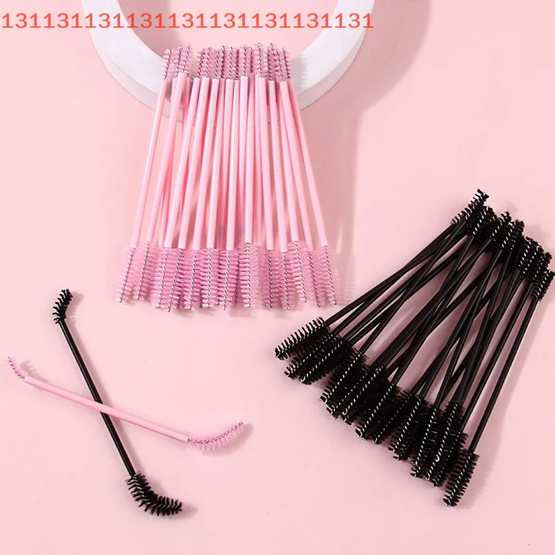 まつげエクステ用プラスチックハンドル付きマスカラワンドアプリケーター、両端使い捨てまつげブラシ