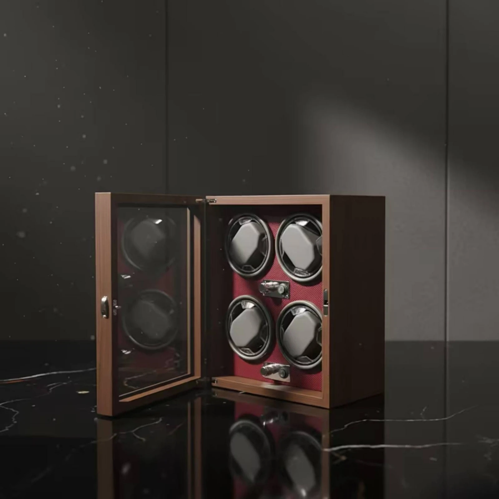 Automatic Watch Winder Ultra-Quiet Watch Winder Cabinet Wooden Adjustable for Enthusiasts, Bedroom, Office
