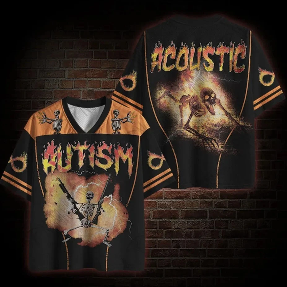 Cosplay Fire Prop - Men's Autism Acoustic Skeleton Fire Jersey