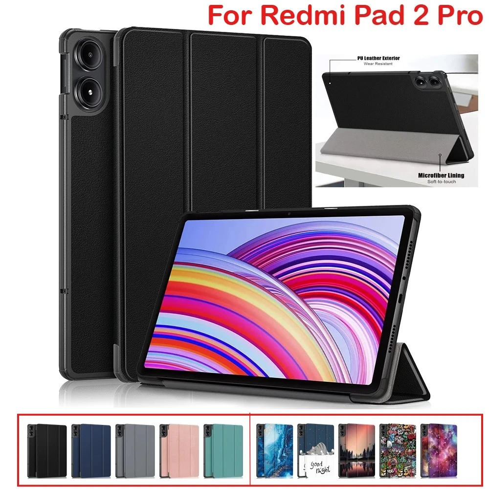 

Чехол с автоматическим режимом сна/пробуждения для Redmi Pad Pro 2 Xiaomi Pad Poco Pad Pro 12,1 SE 11, чехол из искусственной кожи с граффити, тройная подставка, магнитный чехол