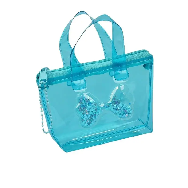 Compact Solid Color Bow Storage Bag Mini Waterproof Coin Purse Handheld Keychain Earphone Bag Water Splashing Festival