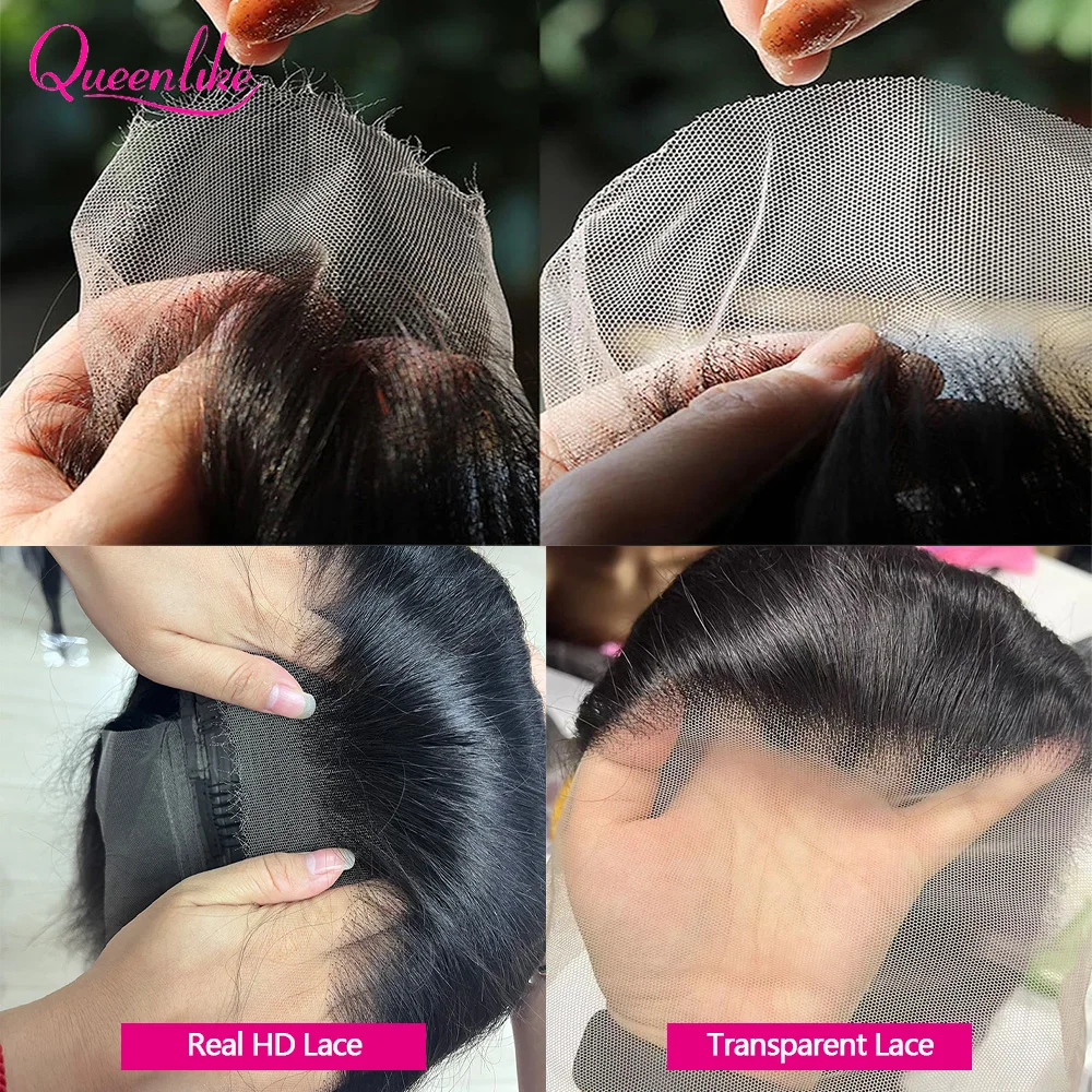 Queenlike real hd perucas de renda 13x6 em linha reta perucas de cabelo humano para as mulheres brasileiro 100% real hd perucas de renda cabelo humano