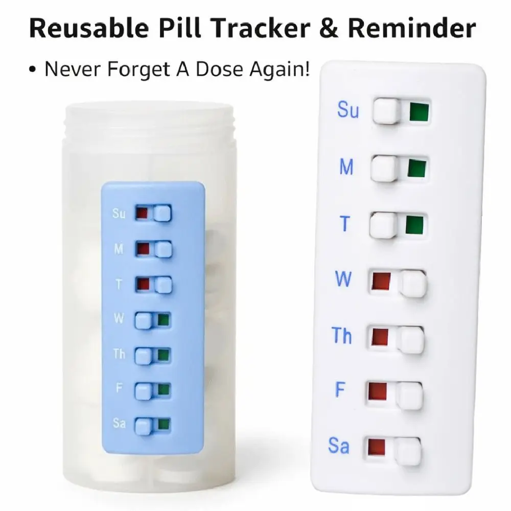 Curved-Back Reusable Pill Tracker Anti-Slide Design Creative Pill Reminder Color-Coded Indicators Portable Medicine Tracker
