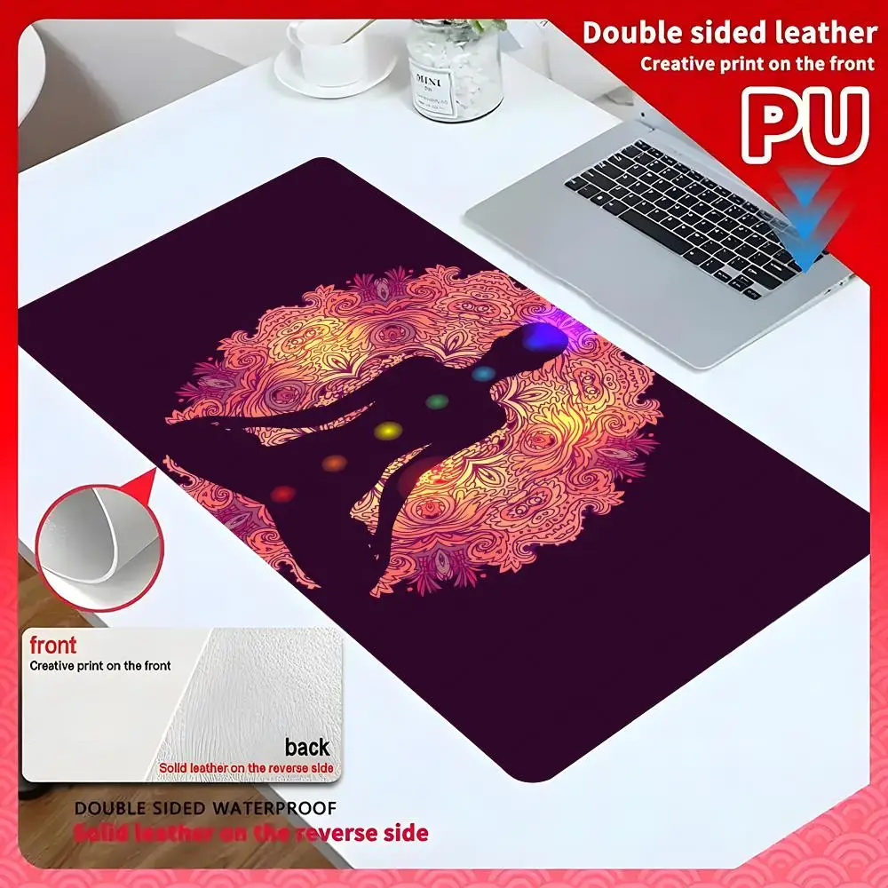 Mandala Chakra Yoga Mouse Pad 60x30cm Computer Accessories Leather Desk anti peeping Mat Gamer Waterproof PU Desktop Desk Mat Ga