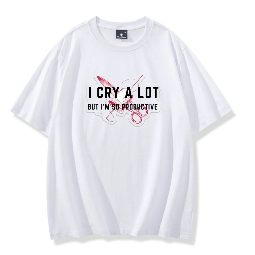 I Cry A Lot But I Am So Productive Shirt Embroidered Sweatshirt Men Women Trend Clothing Sweatshirt with A Broken Heart Tortured