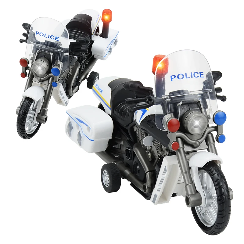 Toys Simulation Motorcycle Model Educational Friction Vehicle Toys Friction Mini Police Motor with Light and Sound