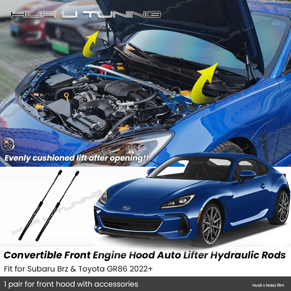 For Subaru Brz & Toyota GR86 2013-2022+ Conversion Front Engine Hood Lift Support Hydraulic Rod Damper Spring Auto Accessories