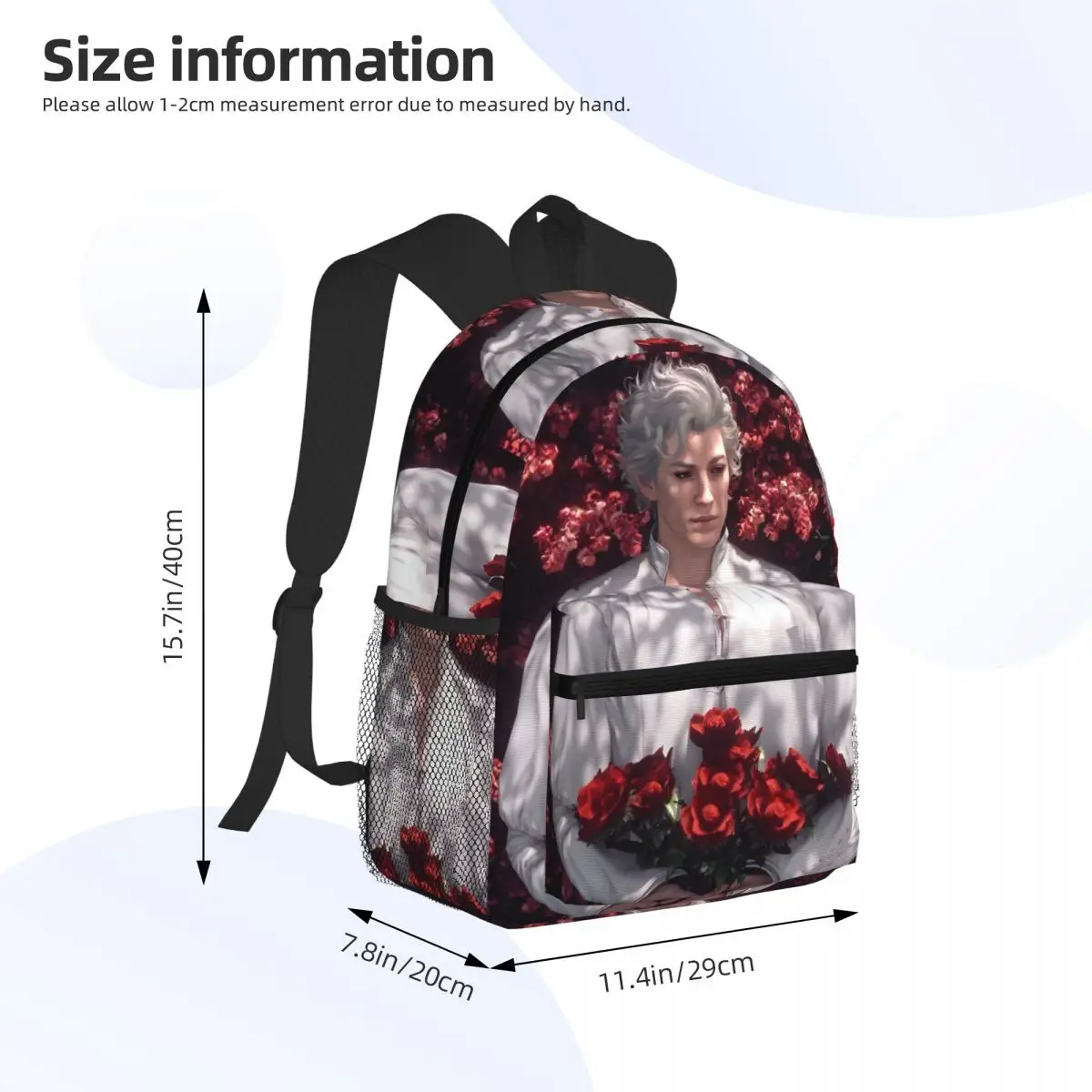 Baldur's Gate 3 Astarion Vampire Character Student Backpack School Bag Hiking Travel Daypack for Boys Girl Bookbag Shoulder Bags