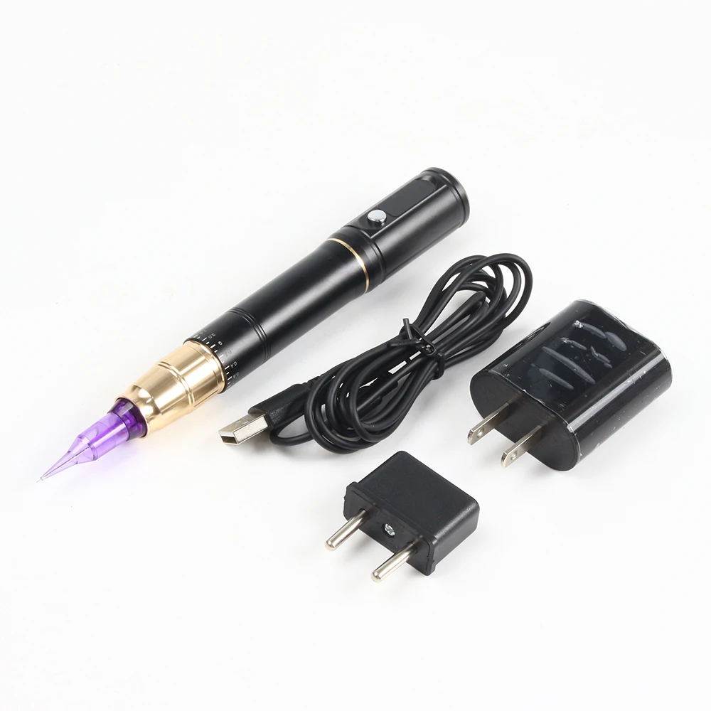 

Набор профессиональных беспроводных тату-машинок с вращающейся ручкой для перманентного макияжа и тату, товары для начинающих (вилки США + ЕС)