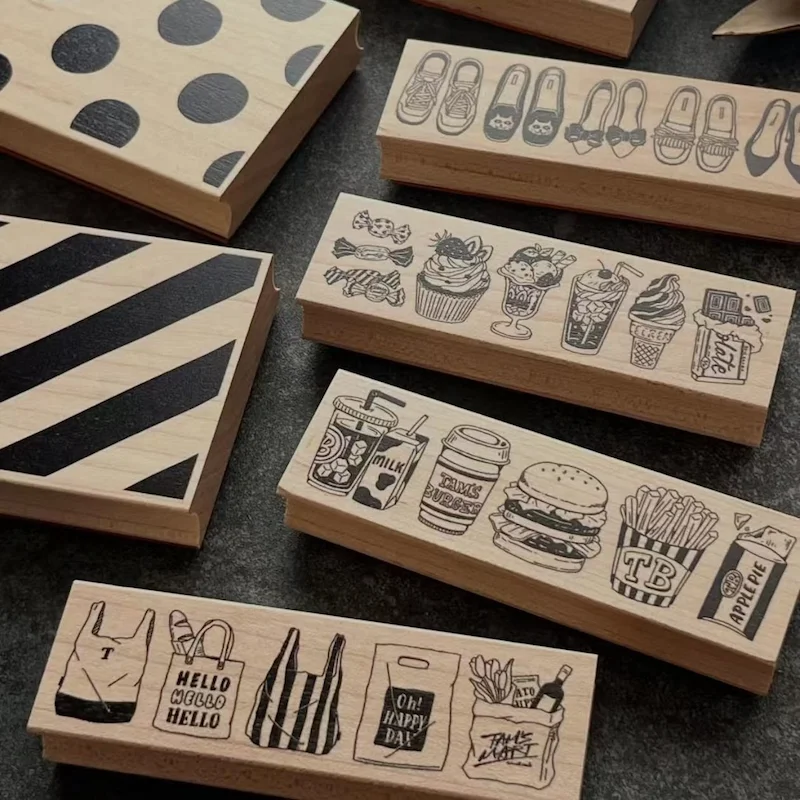 Künstlerische Scrapbooking-Holzstempel mit niedlichen Alltagsobjekten für Junk Journals, Kaffee-, Getränke- und Lebensmittelthemen-Siegelstempel. – Detail 7