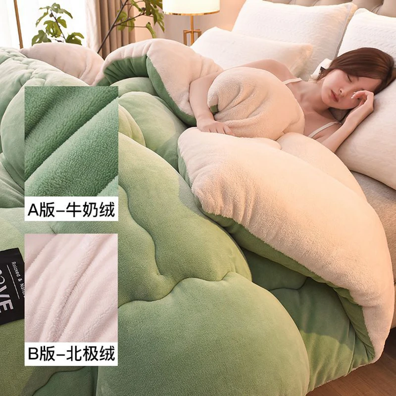 Lamb wool comforter winter thickened warm camel hair quilt quilt single double dormitory plush coral velvet milk velvet