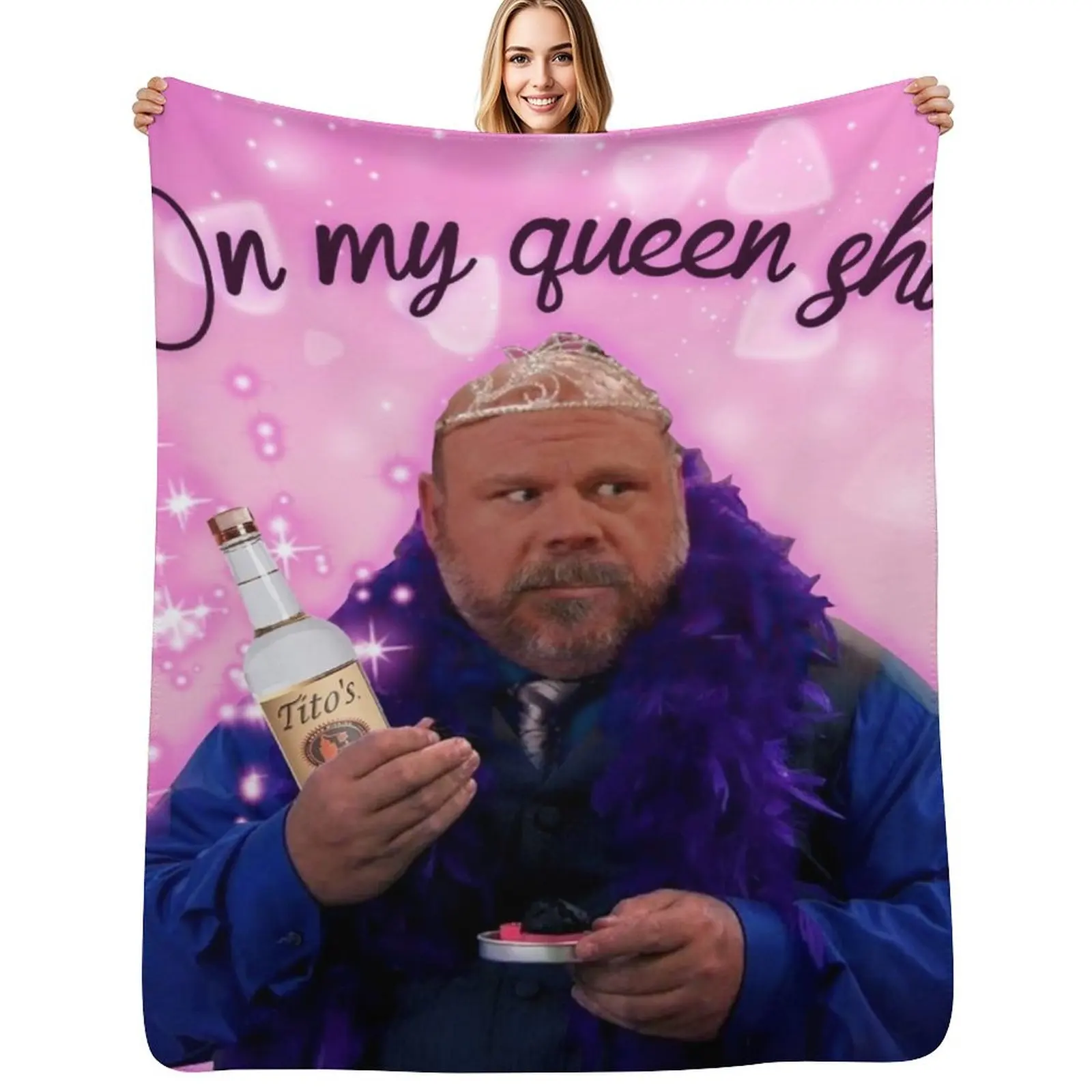 Bertram On my Queen Pink YRS22 Throw Blanket Fade Resistant Durable Throw Blanket