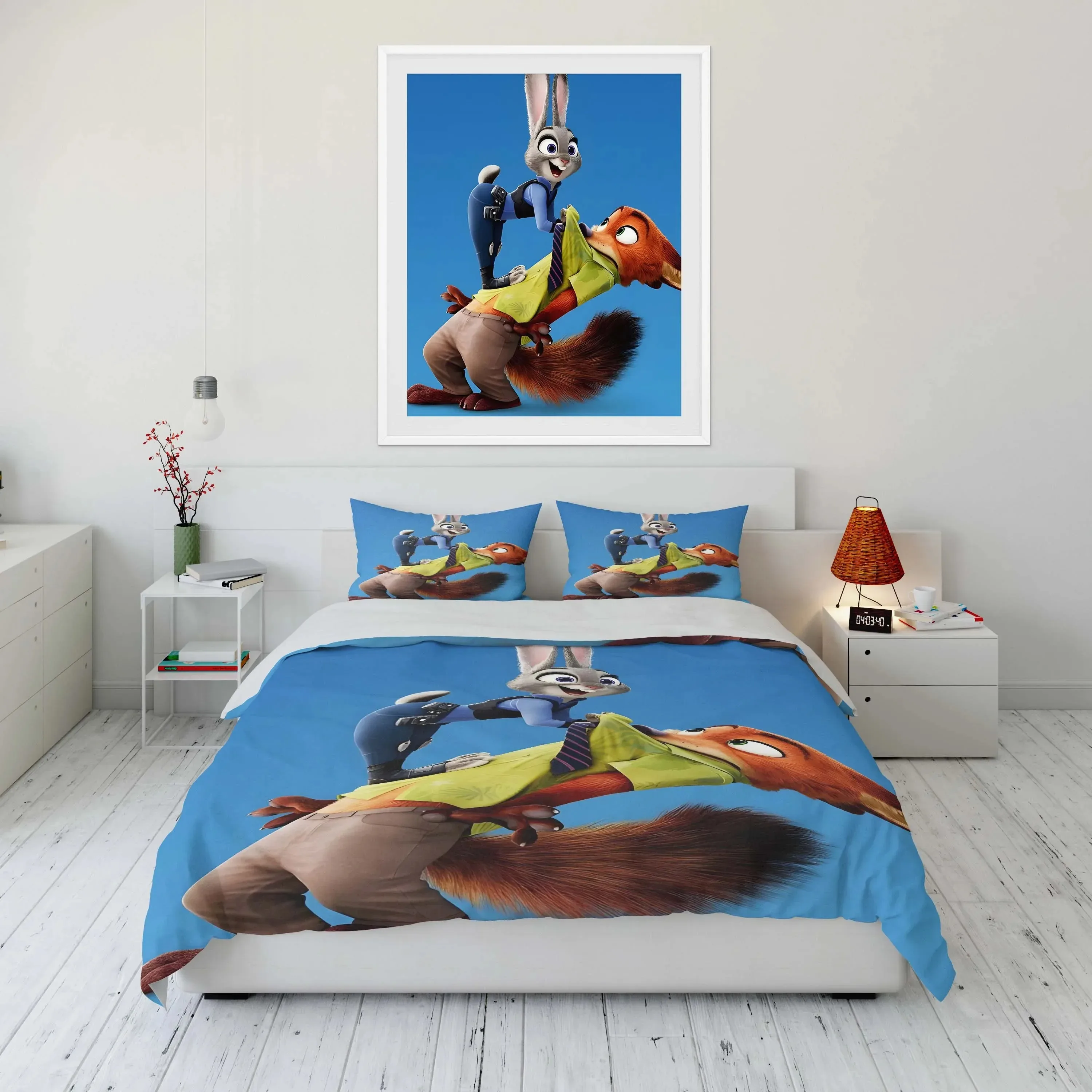 Disney Cartoon Bedding Set Boys Cute Zootropolis Animal Duvet Cover  Kids Cartoon 2/3pcs Polyester Quilt Cover