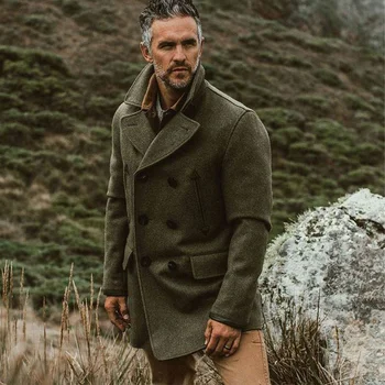 Veste élégante pour hommes, blazer en laine à Double boutonnage, manteau de costume de luxe de styliste pour hommes, décontracté, chaud, nouveau costume