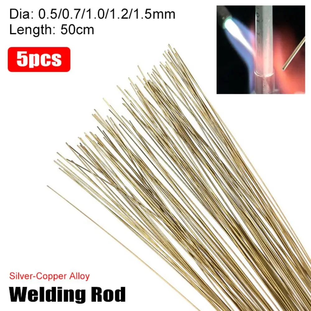 5pcs Gold Silver-Copper Alloy Brazing Stick Soldering Wire Easy Solder for Jewelry Making Repair Silver Welding Rod