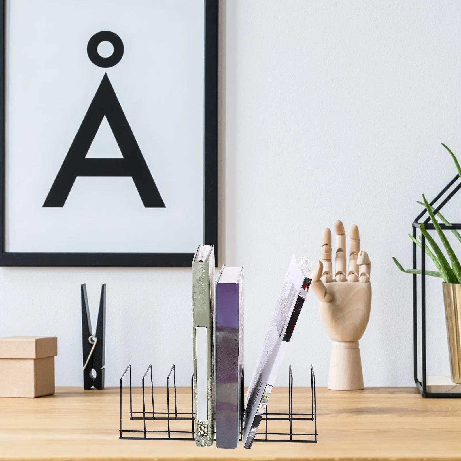 

Metal File Organizer Book Ends for Heavy Books Iron Art Book Shelf Multi-Functional Storage Rack File Folder Rack