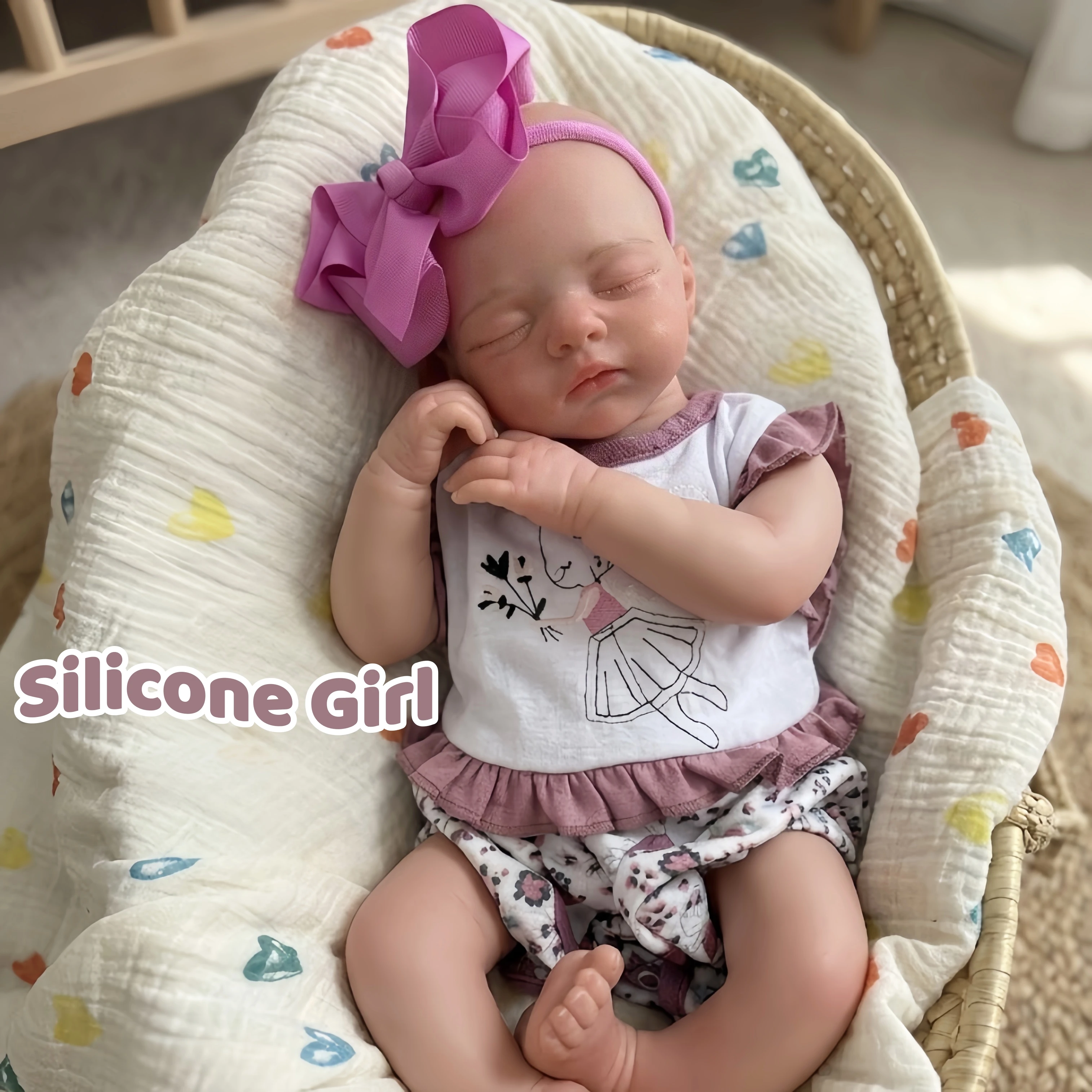 45cm Open Mouth Cleanable Elastic Silicone Irys Reborn Girl Doll, 3D Crafted Real Skin Texture, Vivid Bebe Reborn De Silicona