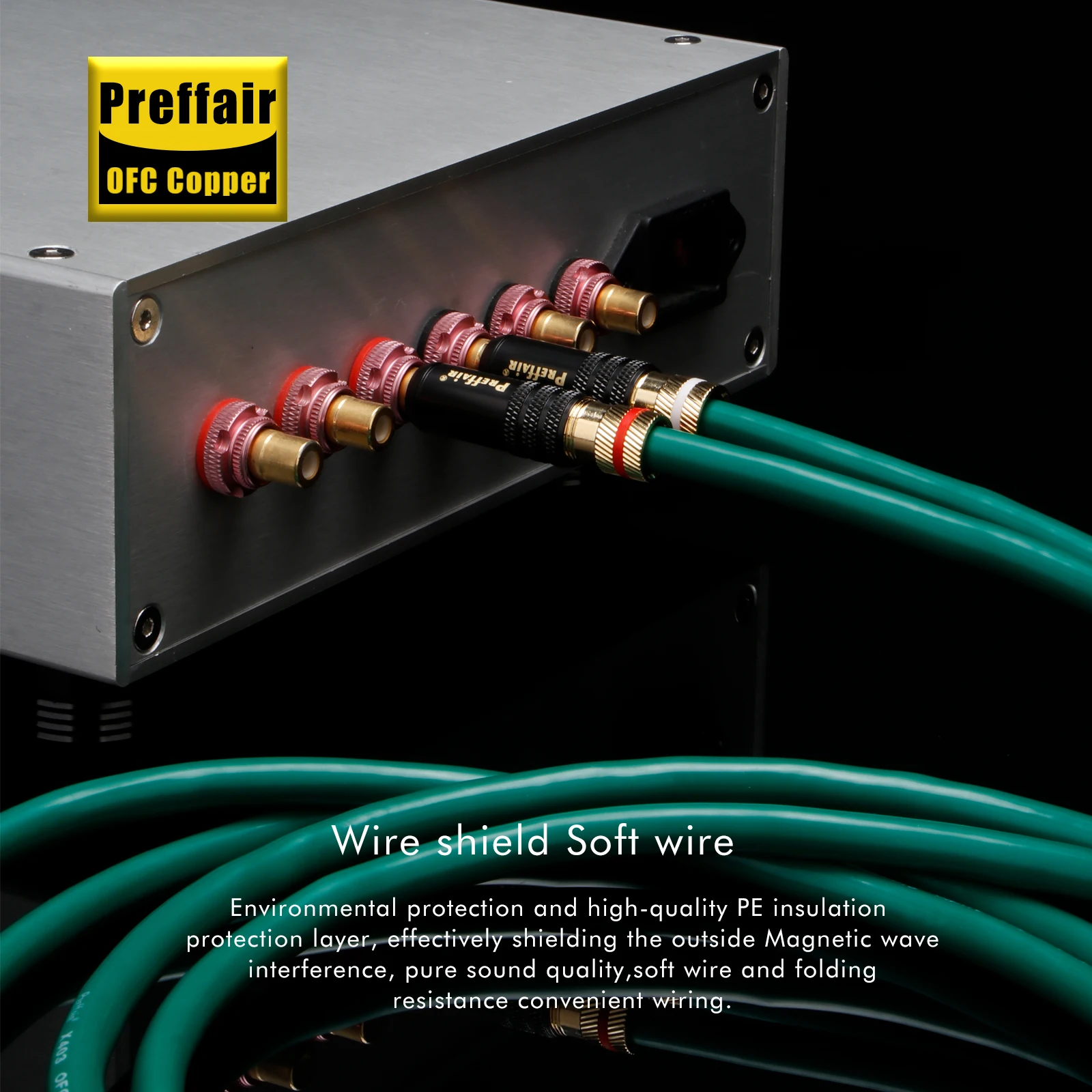 Pasangkan RCA Ke RCA Kabel Audio Interkoneksi Kristal Tembaga Serat Karbon Berlapis Rhodium Steker RCA untuk Home Theater DVD TV Amplifier