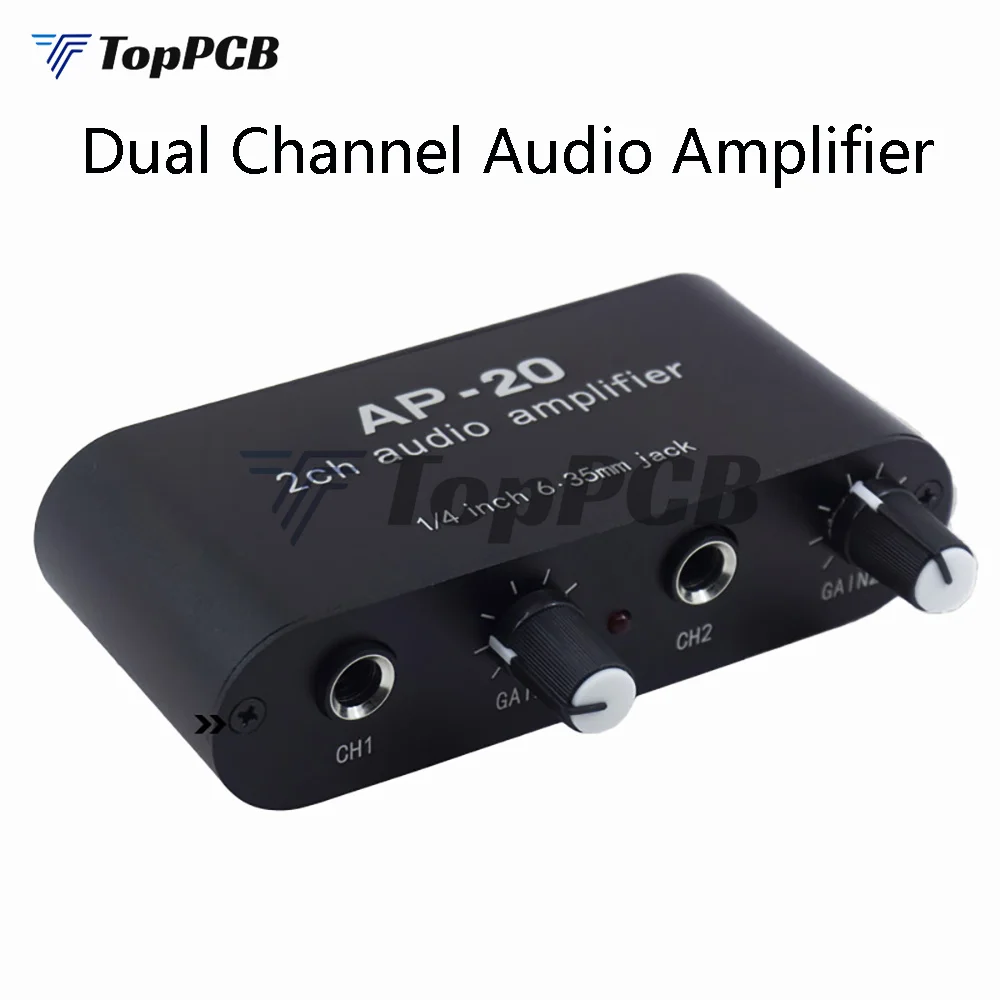 Dual Channel Audio Preamp amplifies for 1/4inch 6.35mm jack input/output Instrument Microphone Single ended Balance Input