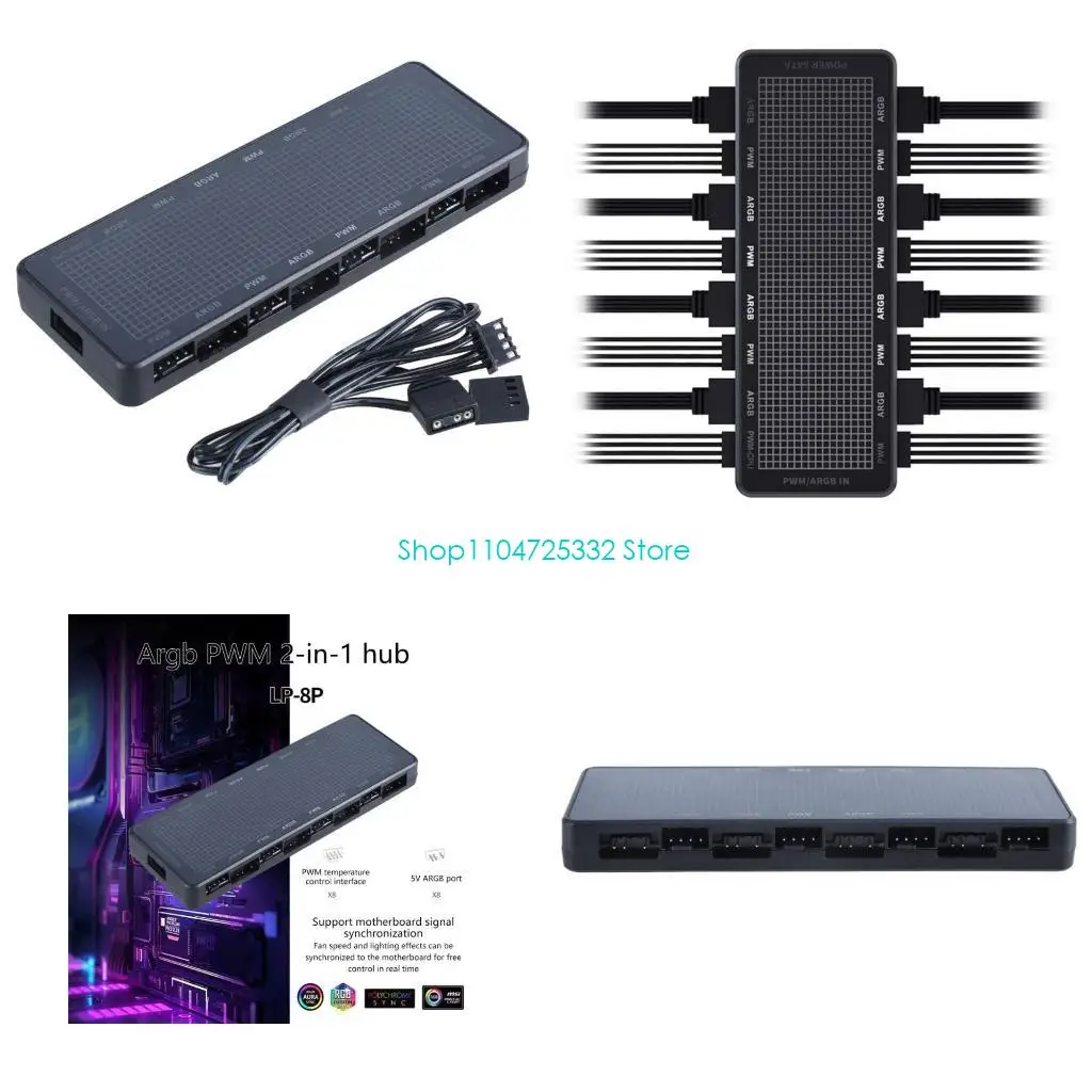 hub-ventilador-pc-personalizavel-do-p5ea-com-controles-pwm-argb-powered-suporta-8-fas-com-remoto