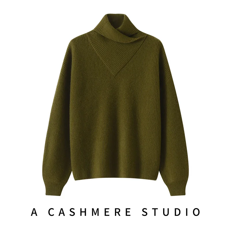 CHICUU femmes col châle pull en cachemire automne hiver 100% pull en cachemire automne hiver épais décontracté ample haut en cachemire