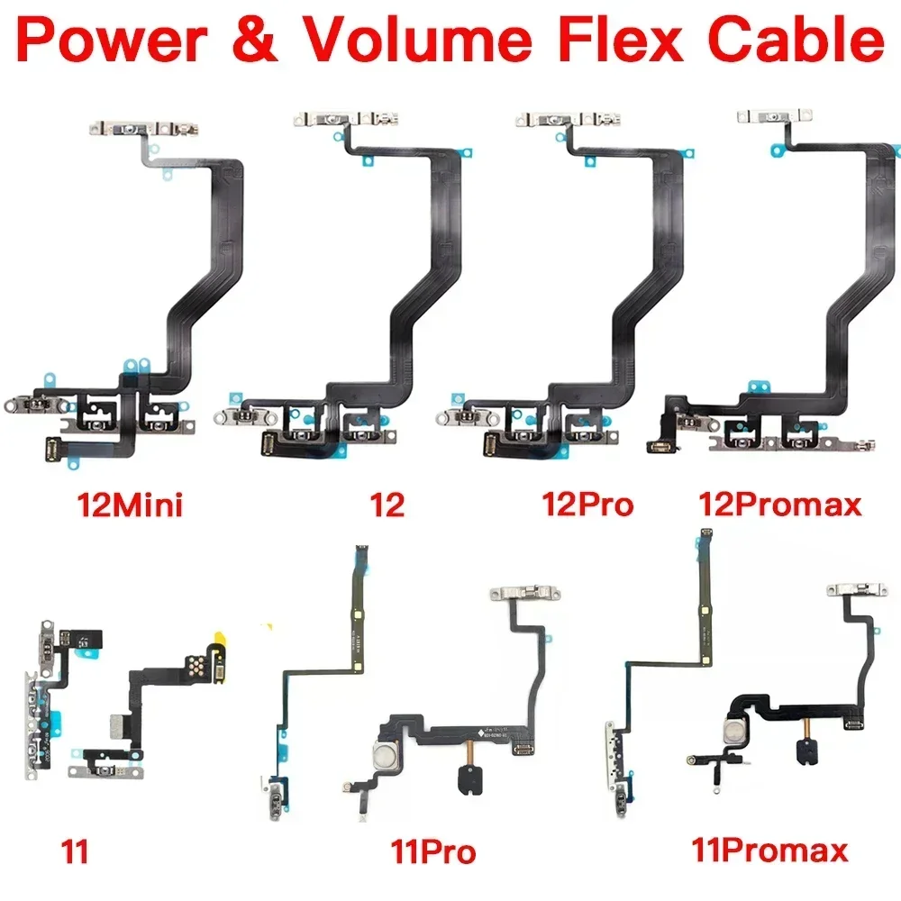 

Power and Volume Button Flex Cable for IPhone 11 12 Mini Pro Max Mute Switch Flash Light Repair Replacement