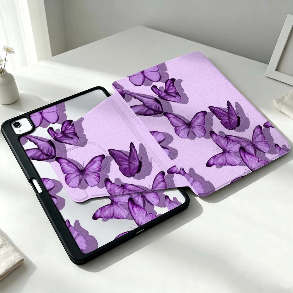 Cartoon Butterfly Design For Xiaomi Mi Redmi Poco Pad 8 7 7S 6 6S 5 SE Pro Ultra 360° Rotation Stylus Storage Tablet Case