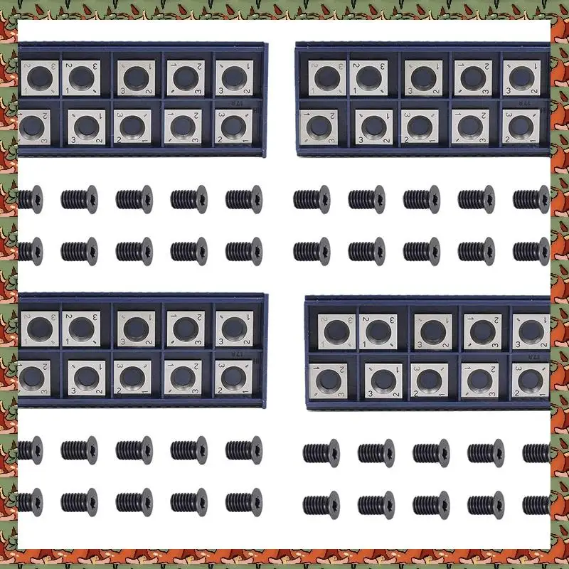 

ABLQ 40Pcs 14Mm Square Straight Carbide Cutter Insert With 40Pcs M610mm Screws For Wood Working Spiral Planer Cutter Head