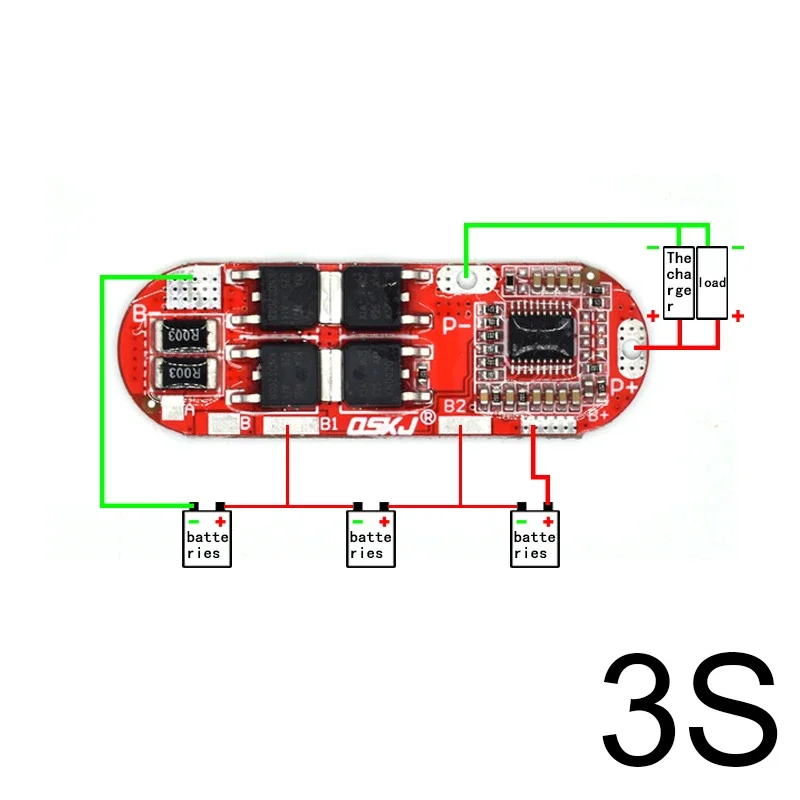 3S 25A 18650 Li-ion Battery BMS Protection Board 40-50A Peak for E-Bike E-Scooter Power Tools Raspberry Pi UPS Power Bank