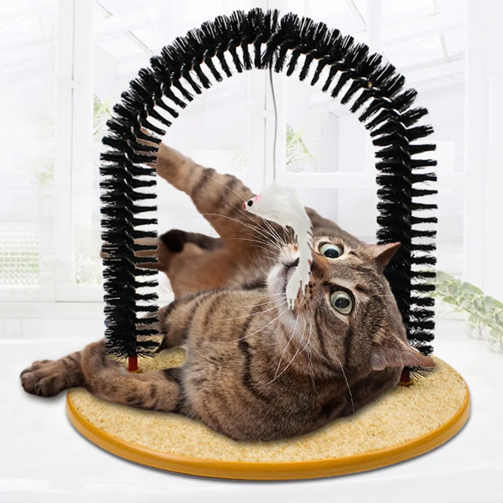 

Multifunctional Cat Hair Brush Cats Toys with A Massage Grooming Rubbing Brush with Scratching Pad Toy for Cats Interactive Toys