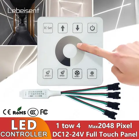 Touch Control Panel WS2811 Controller Touch Panel Controller for WS2811 Running Water LED Strip Lights 8-Key Control for Dynamic Horse Race Effect Entertainment Decor