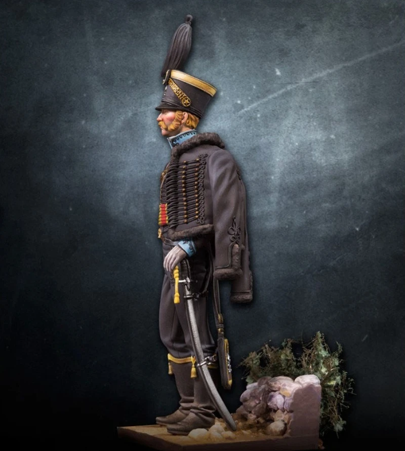 1/24 escala 75mm figura de resina fundida modelo kit antigo oficial deussar 1815 hobby brinquedos em miniatura desmontado sem pintura diorama