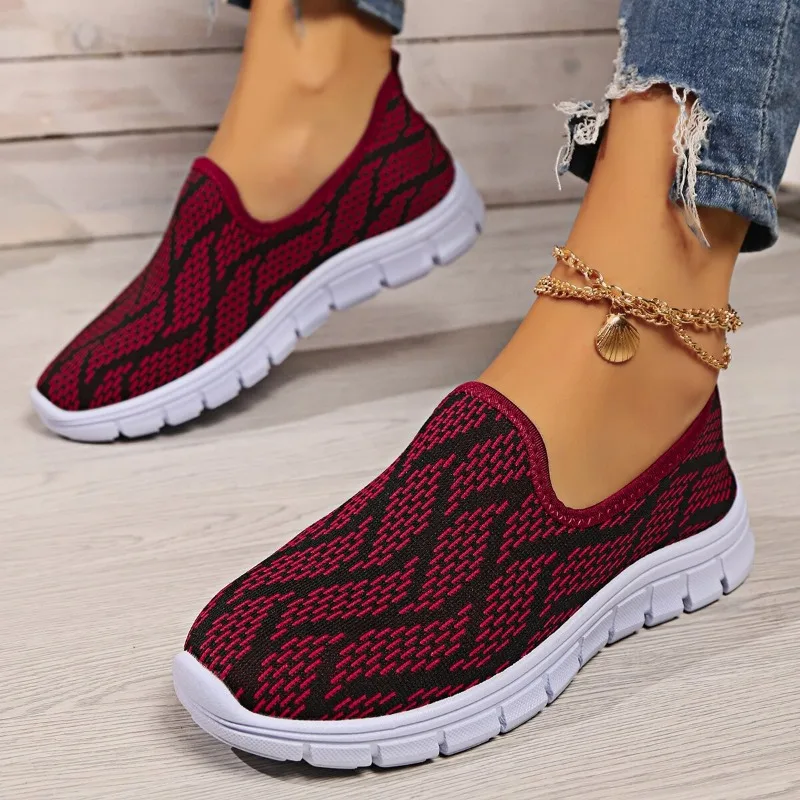 Tennis Shoes for Women Spring New Breathable Mesh Trendy Color Matching Running Shoes Outdoor Shallow Mouth Slip-on Casual Shoes