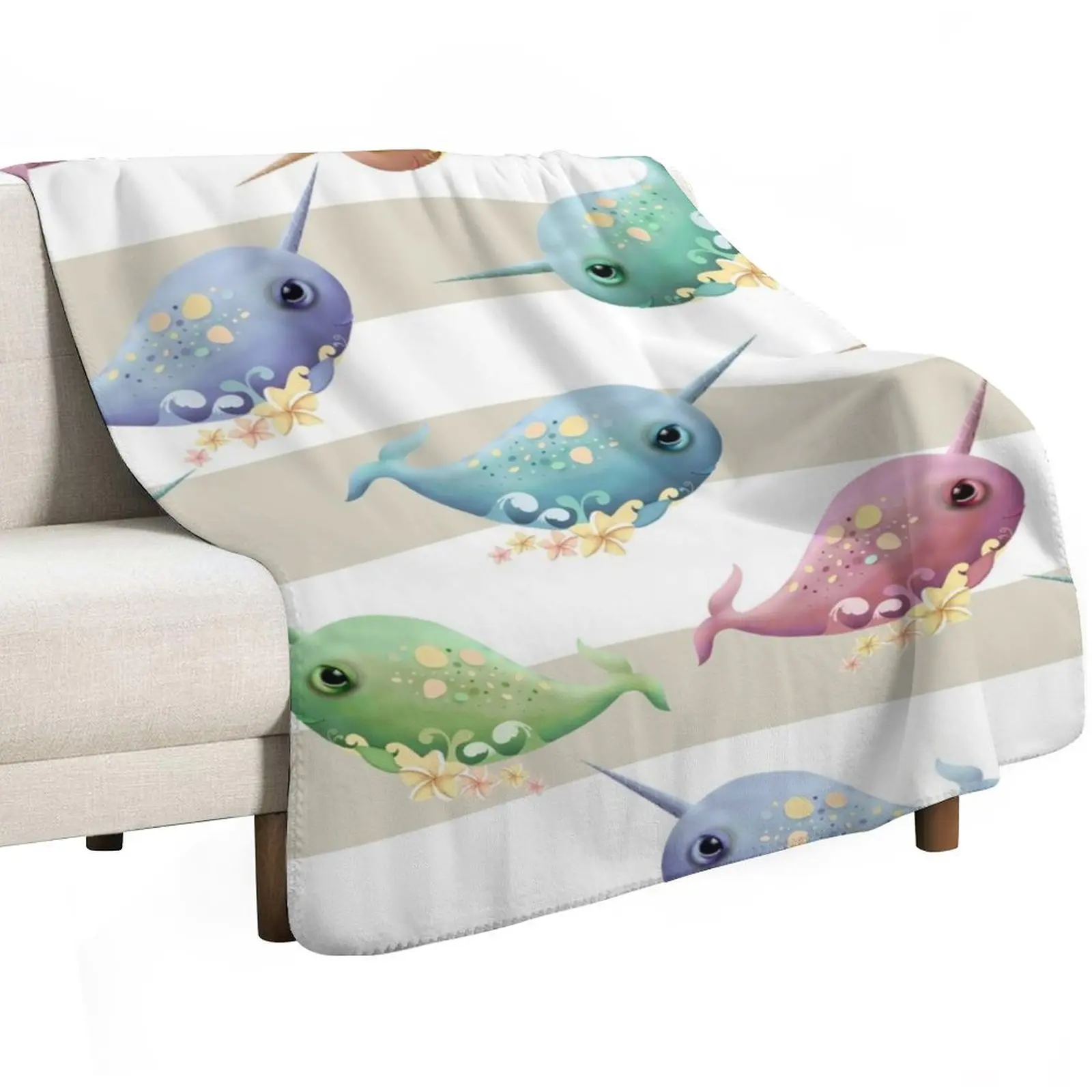 A Pod of Narwhals Throw Blanket Furrys Decorative Sofa warm winter Furry Bed Vintage Blankets