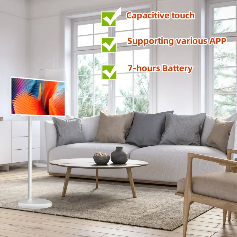 China Factory 21.5 24 27 32 Inch Android Interactive Touch LCD Display With Battery Stand Wireless Smart Touch Portable TV