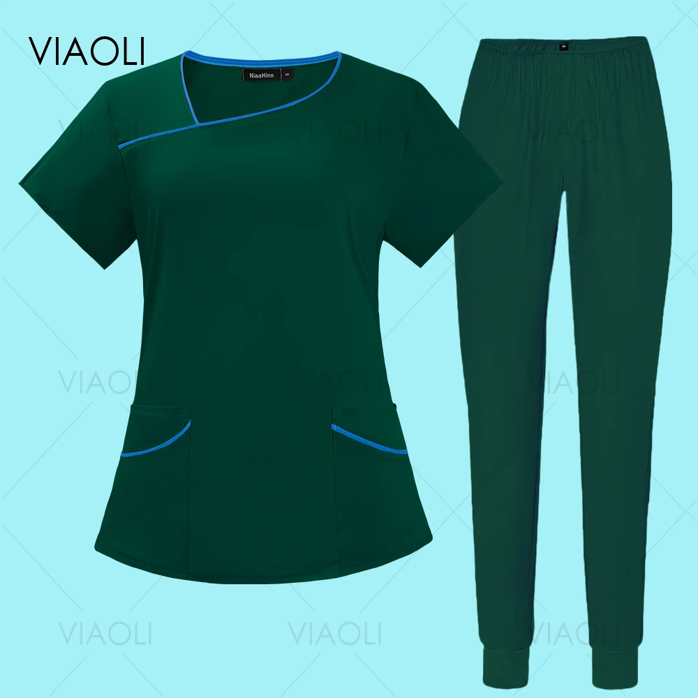 

Medical Scrubs Nurse Uniforms Nursing Wear Womens Blouses Scrub Joggers Sets Beautician Manicurist Working Clothes Hotel Uniform