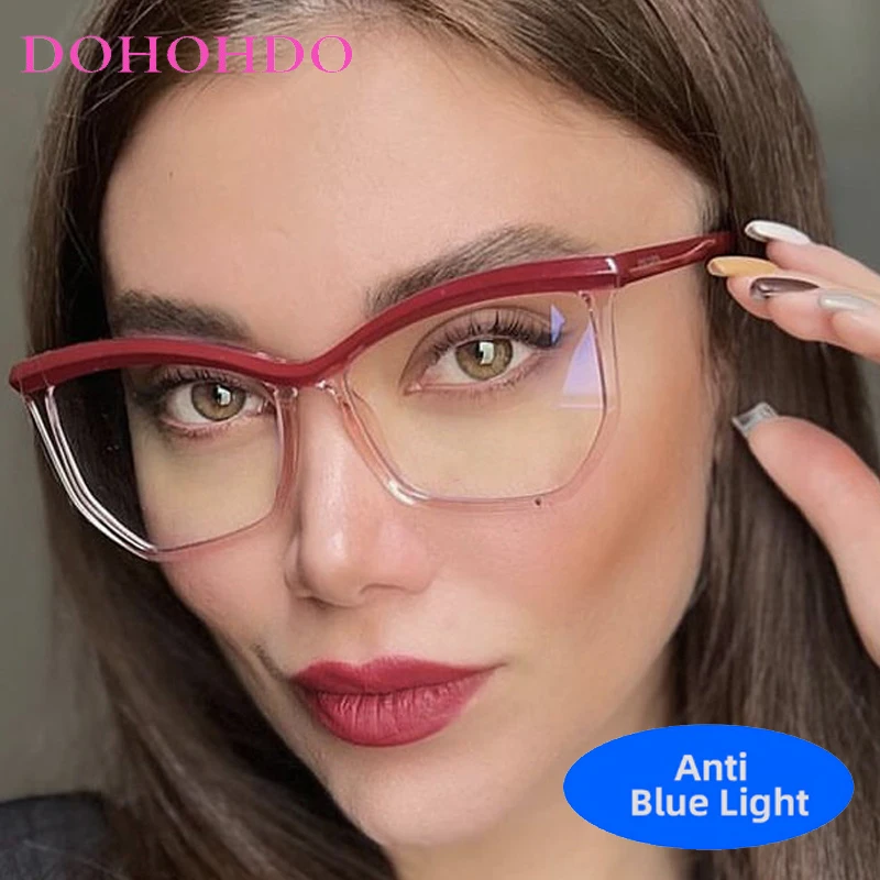 

Trendy Punk Cat Eye Optical Glasses For Women Brand Designer Luxury Brand Designer Men Computer Anti-Blue Light Eyewear Female