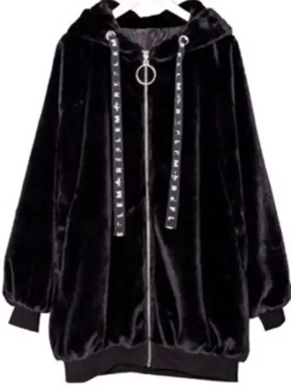 Dophee giapponese carino cappotto di peluche donna nuovo autunno inverno gotico Y2k orecchie di coniglio con cappuccio addensare giacca imbottita caldo cappotto di pelliccia