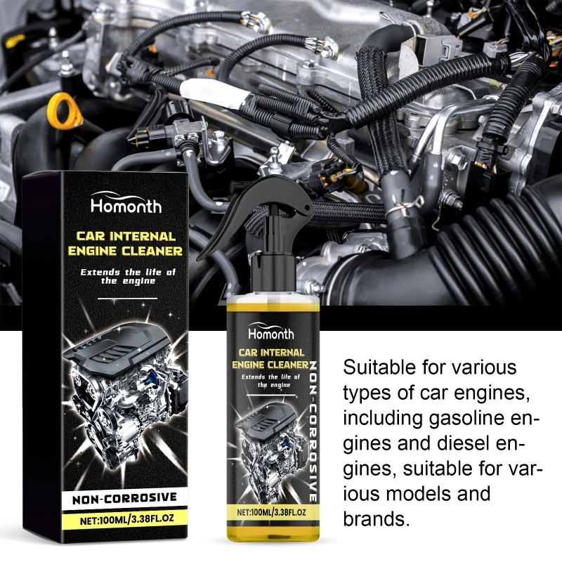 547C Car Engine Cleaner 100ml with Towel and Sponge, Non Corrosive No Rinse Engine Bay Cleaning in Bottle Form for Routine
