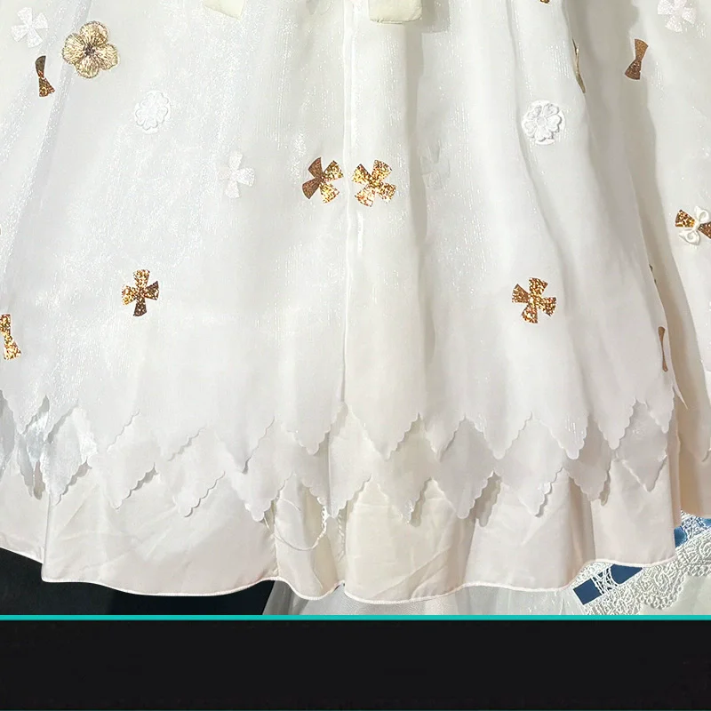 أنيمي لعبة عكس: 1999 سبعة وثلاثون تأثيري حلي 37 فستان أبيض أغطية الرأس شعر مستعار حفلة امرأة مثير لطيف الترفيه اليومي البدلة