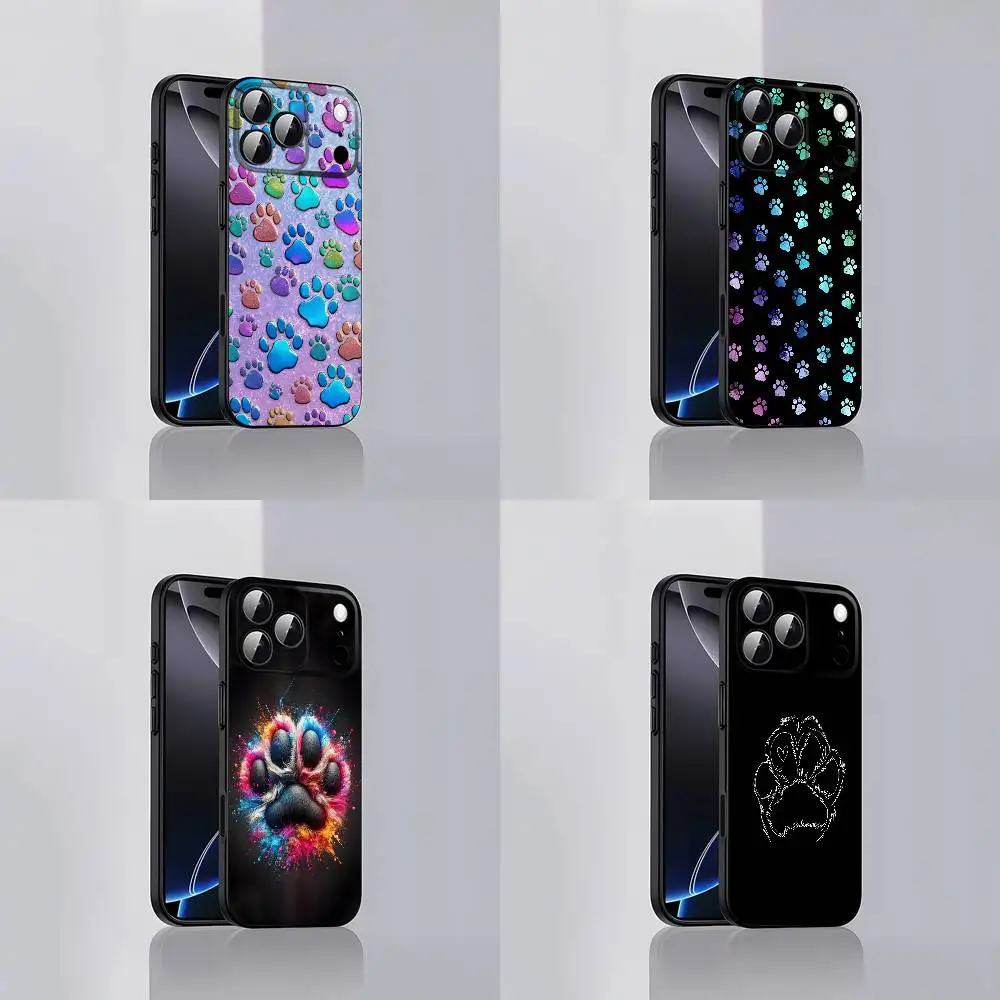 

Dog Footprints Puppy Paw Print Phone Case For iPhone 17,16,15,14,13,12,Pro,Max,Plus,E,SE4,Air,Mini Black Soft Cover